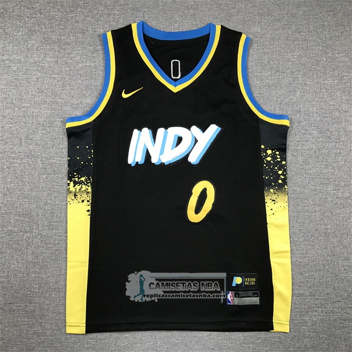 Camiseta Nino Indiana Pacers Tyrese Haliburton NO 0 2023-24 Ciudad Negro